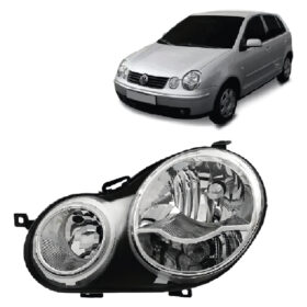 Farol Cromado Polo 2002 2003 2004 2005 2006 2007 Esquerdo