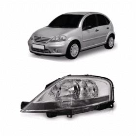 Farol C3 Cromado Lente Tyc 2004 2005 2006 2007 2008 2009