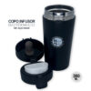 Copo Térmico Infusor 380ml Aço Inox Garrafa a Vácuo Preto