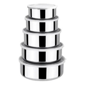 Conjunto 5 Potes Herméticos Bavaria Com Tampa - Inox