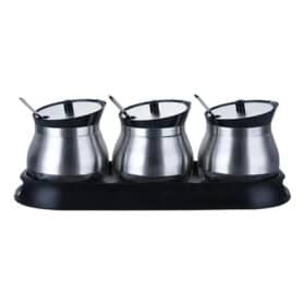 Conjunto 3 Unidades Porta Condimentos de Vidro 250ml - Inox