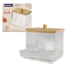 Porta Cotonete com Tampa de Bambu Bering