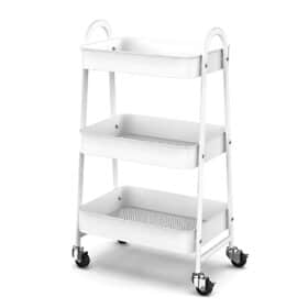 Prateleira de Metal Multiuso 3 Andares Com Rodinhas - Branco