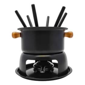 Conjunto De Fondue Para 6 Pessoas Com Garfos 11 Peças - Preta