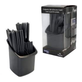 Conjunto de Talheres Capri 25 Peças Preto Bering