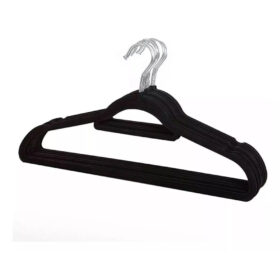 Kit 10 Unidades Cabides Slim Veludo Preto