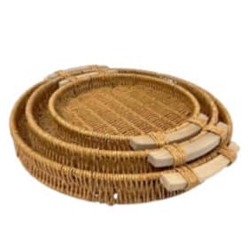 Kit 3 peças Bandejas Redondas em Madeira