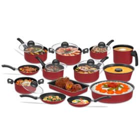 Conjunto Panelas Antiaderente Tampa Vidro 13 Peças Vermelho 1 Un Bering