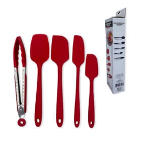 Conjunto Espátulas Pegador Silicone Unyhome 5 Peças Vermelho 1 Un Bering