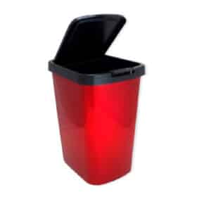 Lixeira Cesto 9 Litros Tampa Click Label Vermelha Metalizada Bering